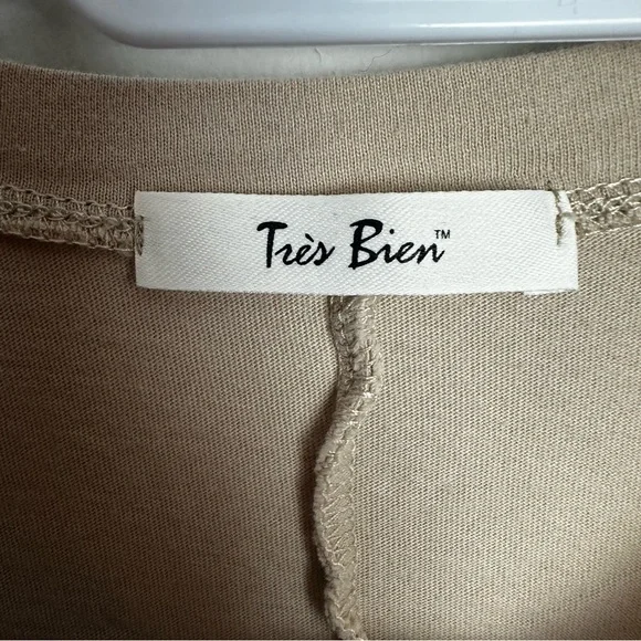 Tres Bien Go Climb A Cactus Shirt 100% Cotton Women's Size Petite Large Tan - Picture 3 of 9